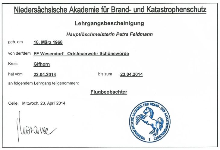 Flugbeobachter Lehrgang